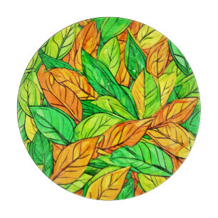 Planche À Découper Feuilles de dessin animé vibrantes : orange et ver