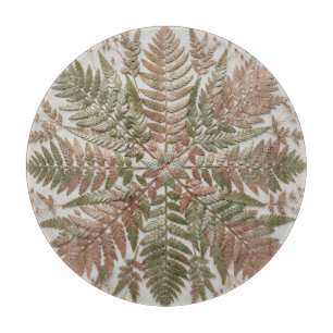 Planche À Découper Feuilles de fougère botanique vert cuivre pressées