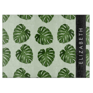 Planche À Découper Feuilles de palme, Motif tropical, Votre nom