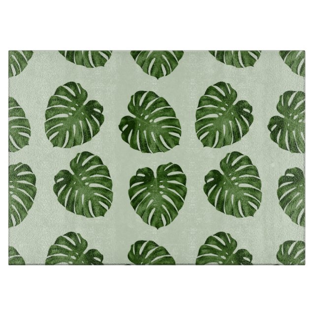 Planche À Découper Feuilles de palmiers, Feuilles verts, Motif tropic (Devant)