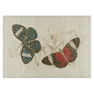 Planche À Découper Feuilles de Sepia avec papillons colorés