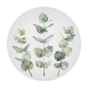 Planche À Découper Feuilles d'eucalyptus botanique à l'aquarelle