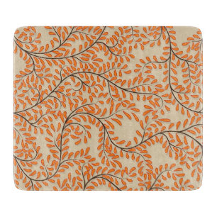Planche À Découper Feuilles orange tourbillonnantes sur fond beige