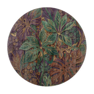 Planche À Découper Feuilles tropicales ornementales Monstera violet v