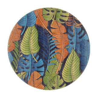 Planche À Découper Feuilles tropicaux, motif sans couture fleurie.