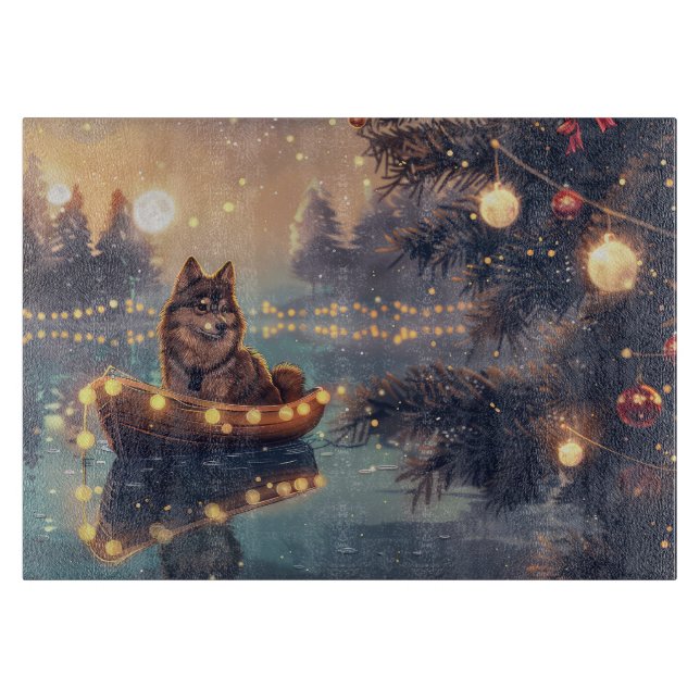 Planche À Découper Finlandais Lapphund Noël Festive Voyage (Devant)