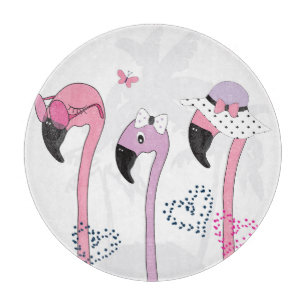 Planche À Découper Flamant rose d'été : Illustration Vintage de plage