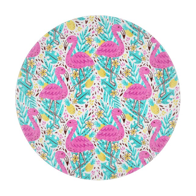 Planche À Découper Flamant rose d'été tropical : éléments Motifs lumi (Devant)