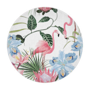 Planche À Découper Flamant rose Fleurs Exotiques Tropical Simples