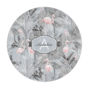 Planche À Découper Flamant rose Orchidée Tropical Motif Grey ID868