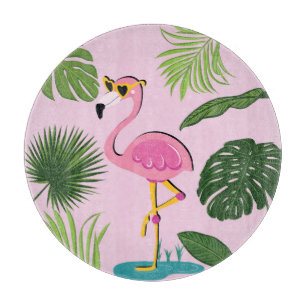 Planche À Découper Flamant rose Palm Feuille Tropical Design