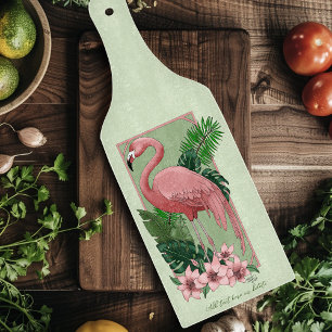 Planche À Découper Flamant Rose Tropical Feuilles de Palmier Vert Lys