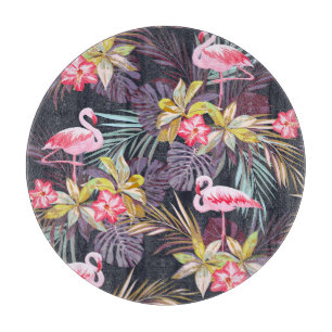 Planche À Découper Flamant rose Tropical : Motif sans couture d'été