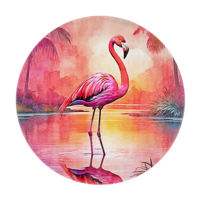 Planche À Découper Flamant rose tropicale dynamique (Devant)