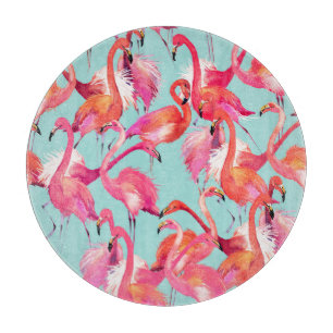 Planche À Découper Flamants roses d'aquarelle recueillis