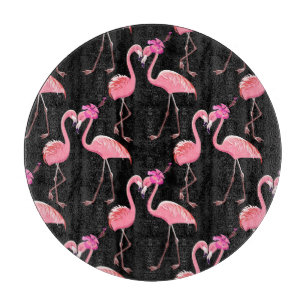 Planche À Découper Flamants roses roses : Arrière - plan noir Vintage