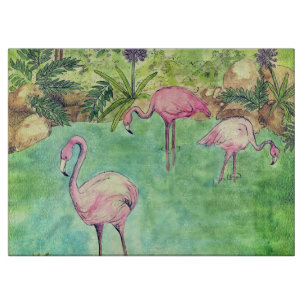 Planche À Découper Flamants roses roses en verre