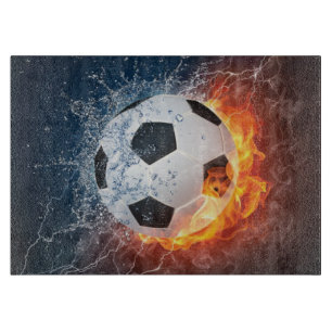 Planche À Découper Flamme Football/Balle de Football Jeu d'oreiller