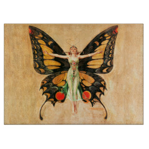 Planche À Découper Flapper Butterfly Flying Woman Illustration