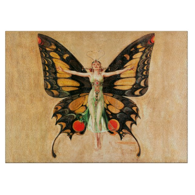 Planche À Découper Flapper Butterfly Flying Woman Illustration (Devant)