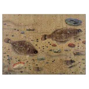 Planche À Découper Flets ou poissons plats, vie marine océanique vint