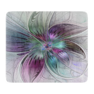 Planche À Découper Fleur Abstraite colorée Art moderne floral fractal