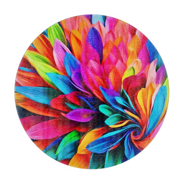 Planche À Découper Fleur arc-en-ciel Abstraite (Devant)