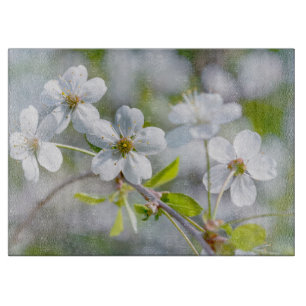 Planche À Découper Fleur cerise blanche