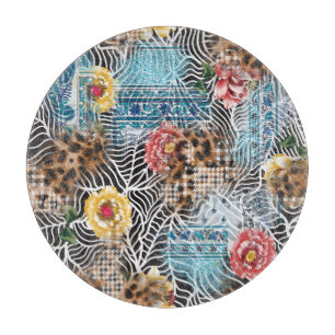Planche À Découper Fleur d'aquarelle transparente, motif texturé.