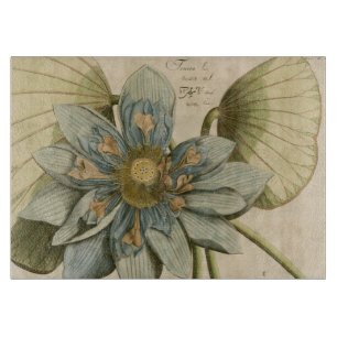 Planche À Découper Fleur de Lotus Bleu sur Arrière - plan Tan avec éc