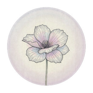 Planche À Découper Fleur de pavot pastel délicate