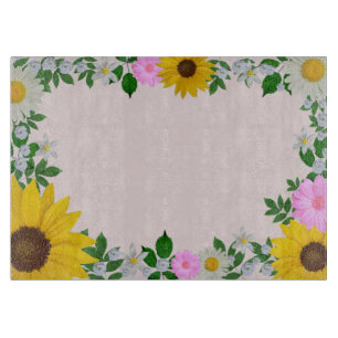 Planche À Découper Fleur de soleil rustique marguerite rose florale
