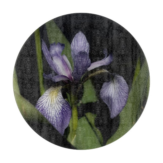 Planche À Découper Fleur d'Iris Drapeau Bleu (Devant)