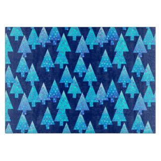 Planche À Découper Fleur moderne arbres de Noël - bleu cobalt