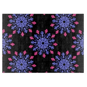 Planche À Découper Fleur néon bleue et rouge