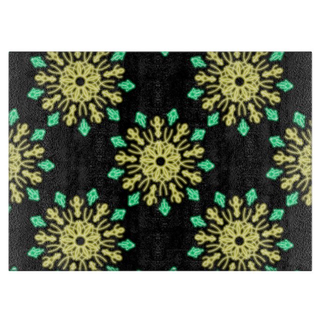 Planche À Découper Fleur néon jaune et verte (Devant)