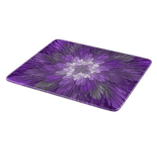 Planche À Découper Fleur psychédélique violette Abstraite Fractal Art