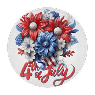 Planche À Découper Fleurs 4 juillet en bleu blanc et bleu patriotique