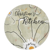 Fleurs Abstraites Ajouter un nom 12" Verre