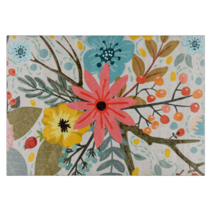 Planche À Découper Fleurs colorées Aquarelle mignonne