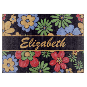 Planche À Découper Fleurs colorées vives faites sur commande à