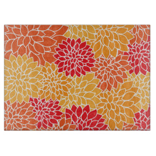 Planche À Découper Fleurs Dahlia, Motif De Fleurs, Dahlia Orange