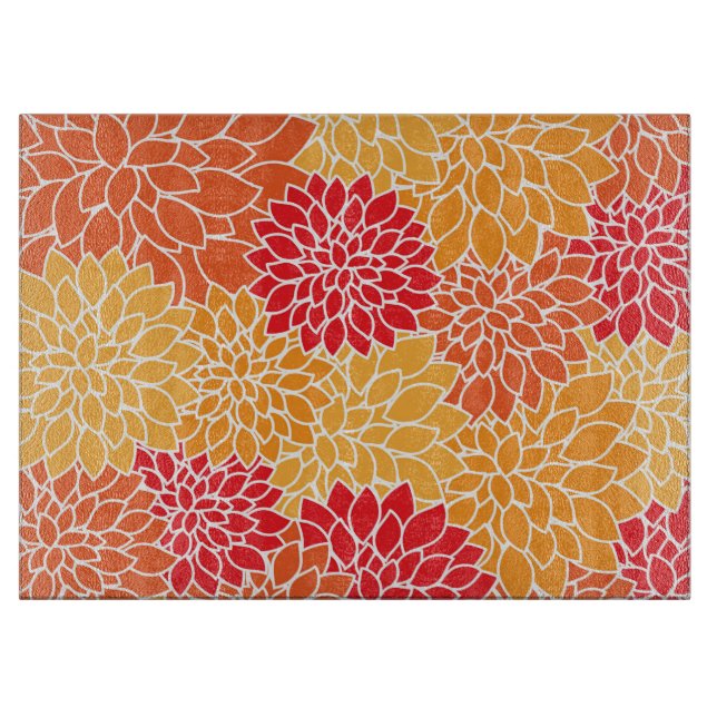 Planche À Découper Fleurs Dahlia, Motif De Fleurs, Dahlia Orange (Devant)