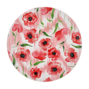 Planche À Découper Fleurs d'aquarelle : ikat de pavot.