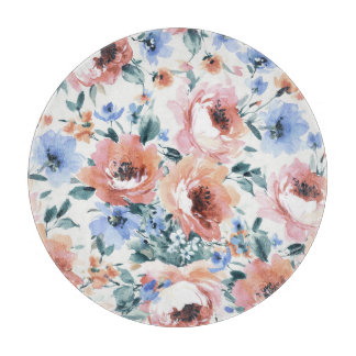 Planche À Découper Fleurs d'aquarelle, illustration motif transparent