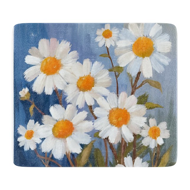Planche À Découper Fleurs d'aquarelle peintes en marmites blanches (Devant)