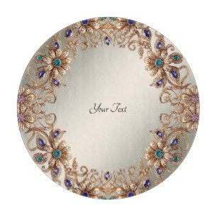 Planche à découper Fleurs de bijou en or élégant