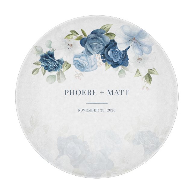 Planche À Découper Fleurs de Bleu Poussiéreux Eucalyptus Succulent (Devant)