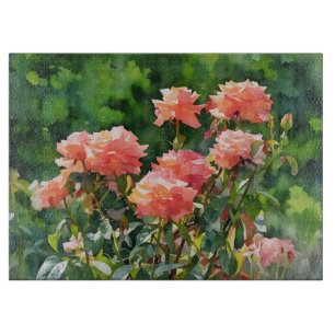 Planche À Découper Fleurs de jardin floral en verre d'art