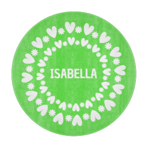 Planche À Découper Fleurs Et Coeurs Nom